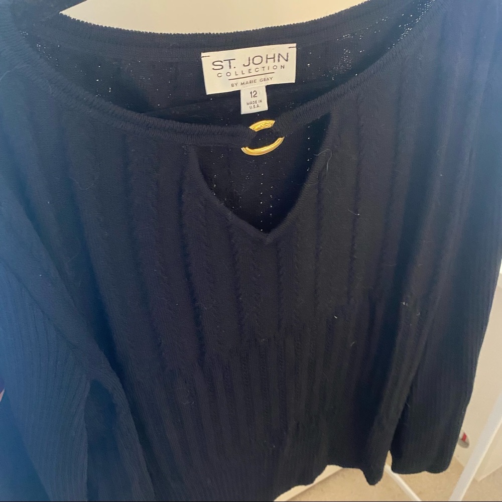 St john black knit top